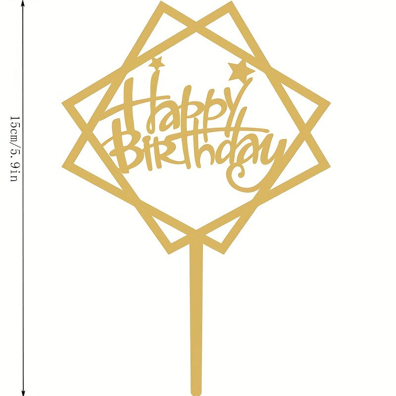 Golden Birthday Acrylic Cake Topper for Celebrations Baby Shower Party Decorations
