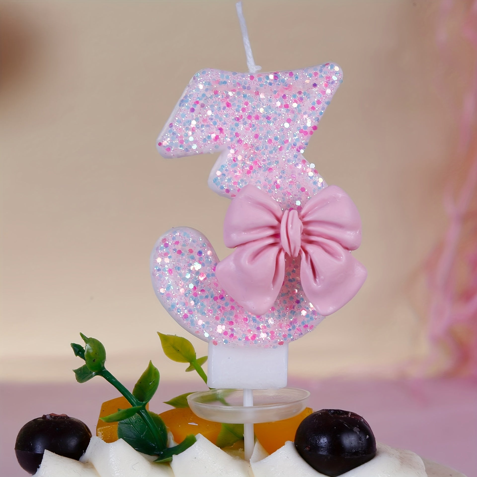 Pink Number 0-9 Birthday Candle for Girl's Cake Decorations