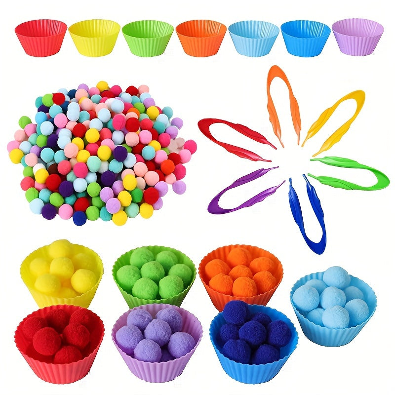 Children's Educational Toy Colorful Plush Balls for Sorting Counting and Concentration Age 3+