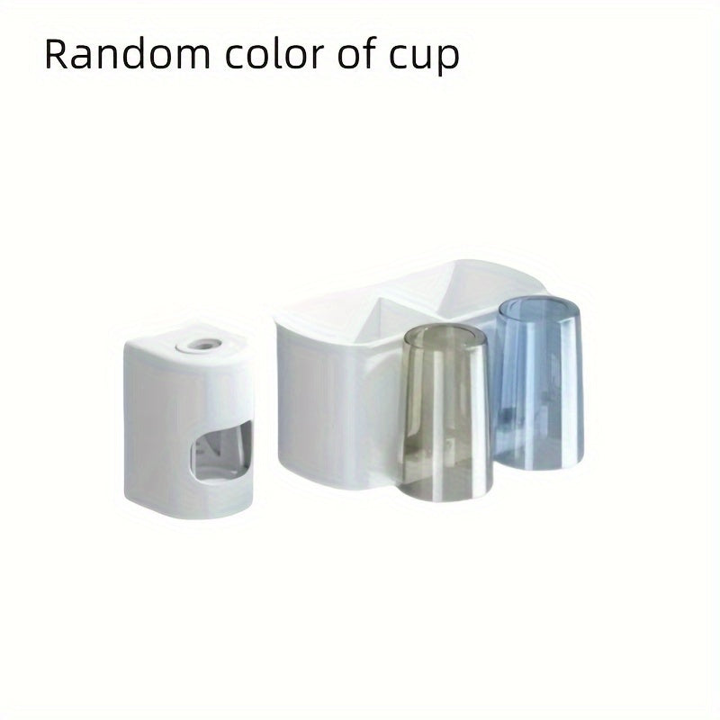 Wall Mounted Plastic Toothbrush and Toothpaste Holder with Suction Cups Bathroom Organizer for Family Dental Hygiene