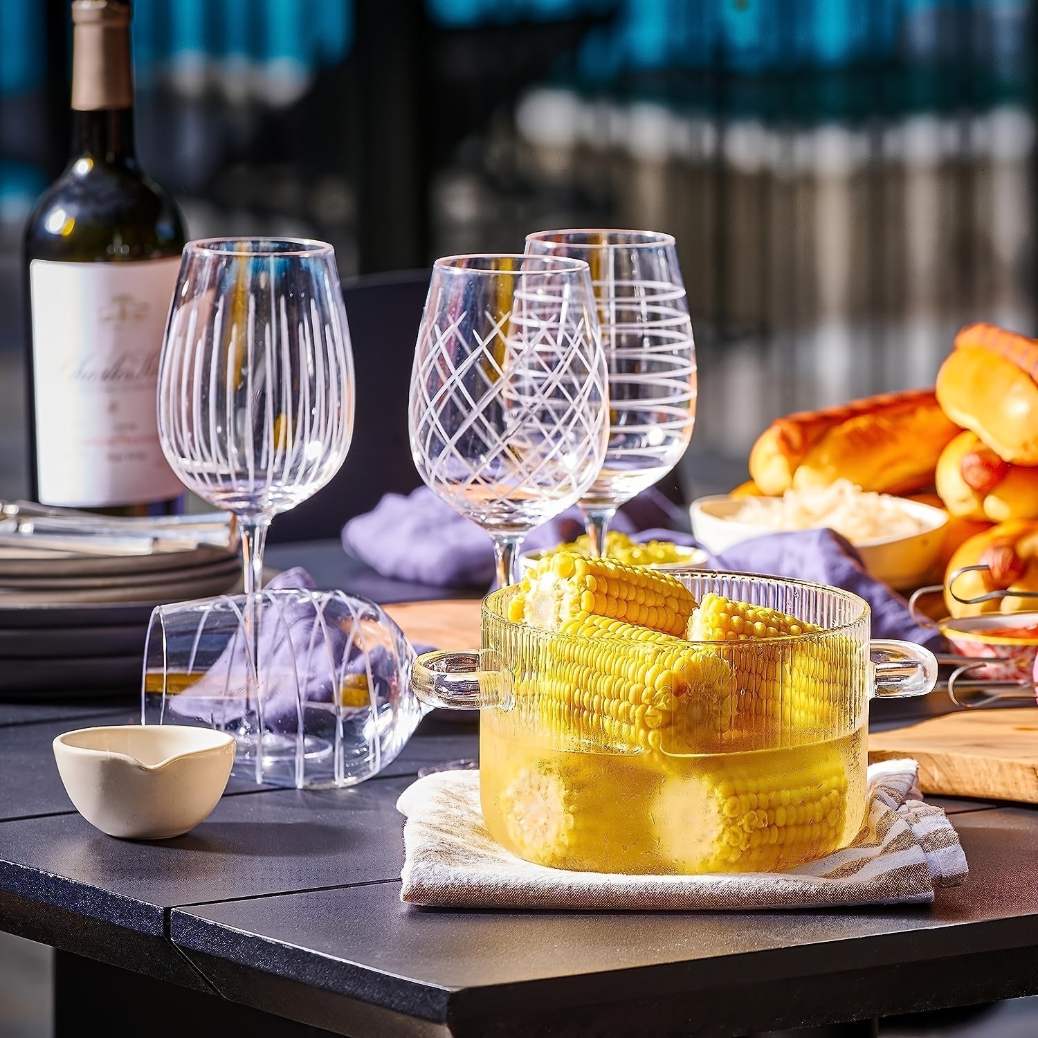 Glass Cooking Pot Set 1.6L Borosilicate with Lid and Paella Pan