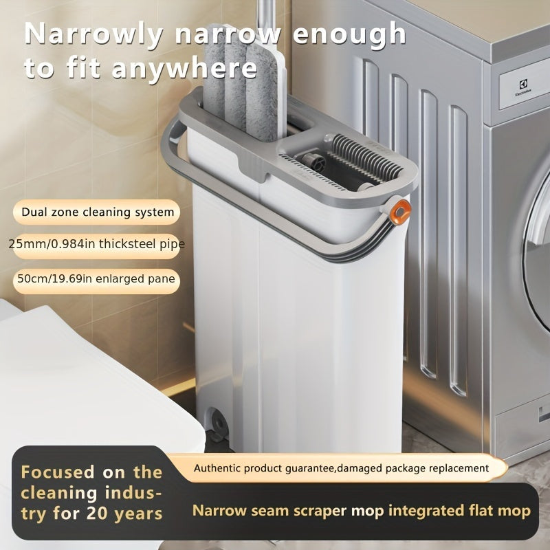 Ikki harakatli tekis mop va qopqoq to'plami, qo'ldan ozod yuvish bilan, bardoshli plastmassa