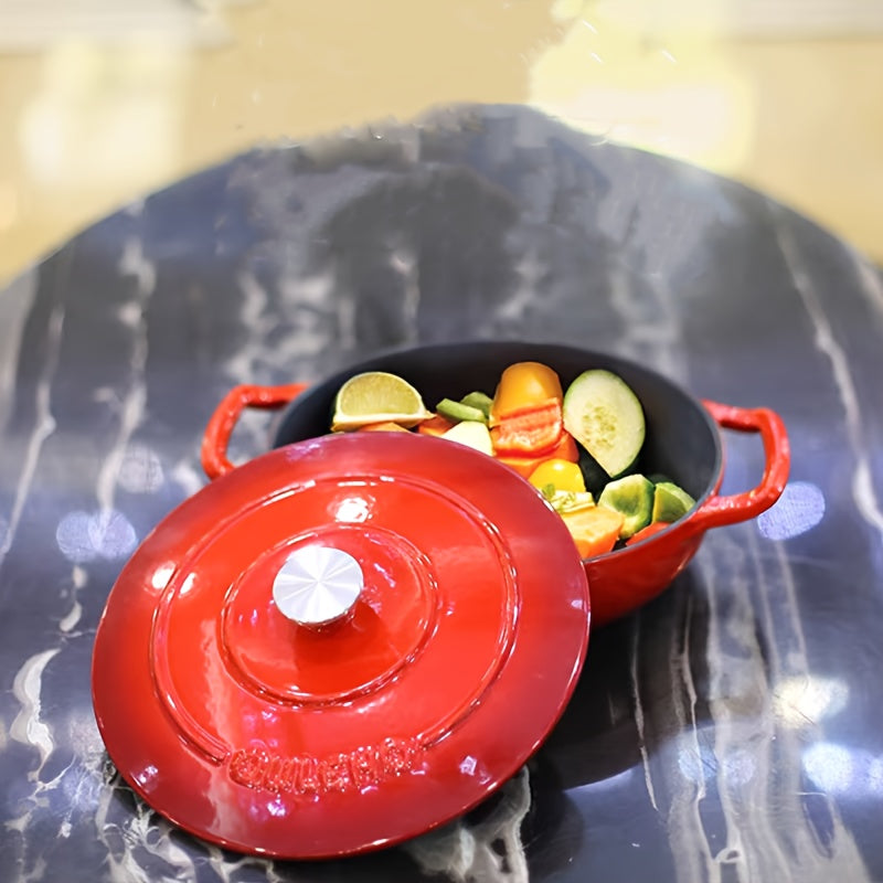 Enamel-Coated Cast Iron Dutch Oven for Cooking Baking and Serving 4 Qt