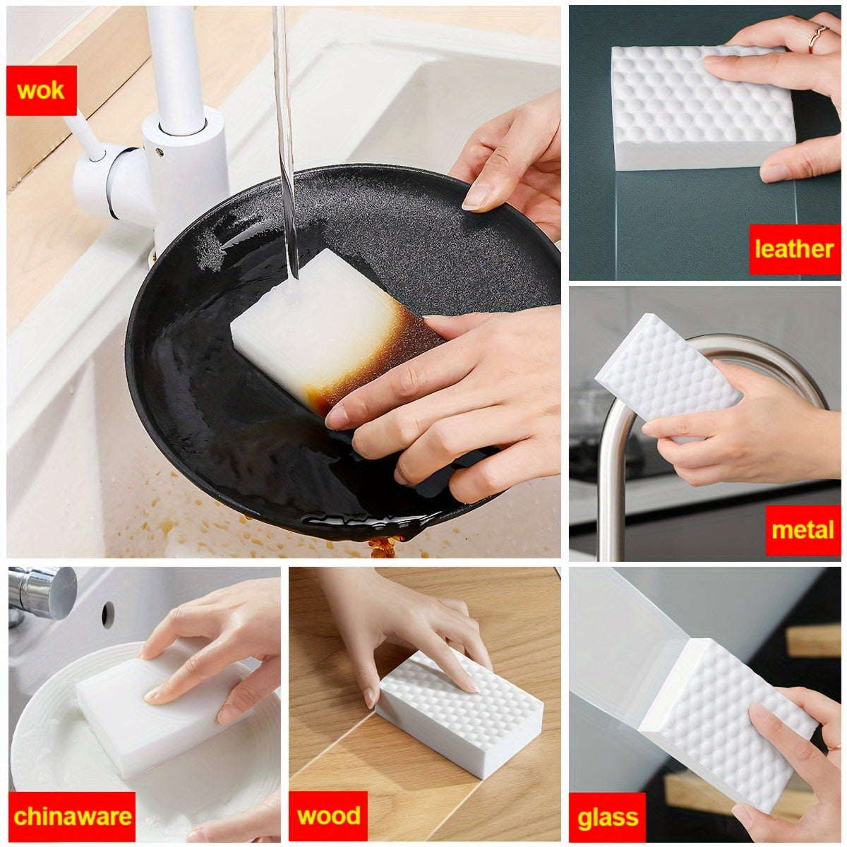 25-Pack Magic Cleaning Sponges Dual-Layer Melamine Foam Erasers for Kitchen and Glass Surfaces