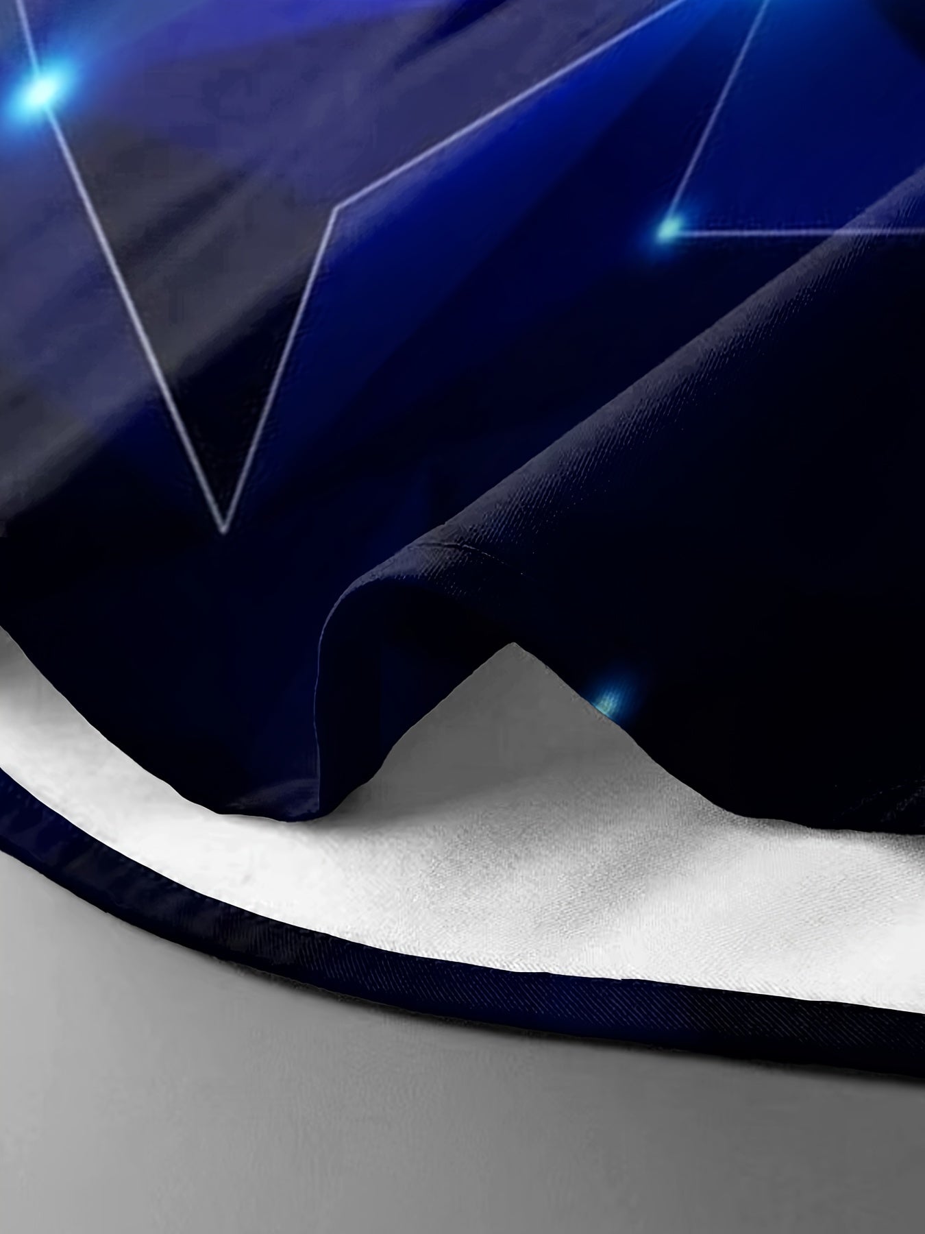 Men's Blue Starry Night Geometric Long Sleeve Shirt Polyester Casual Button-Up with Chest Pocket