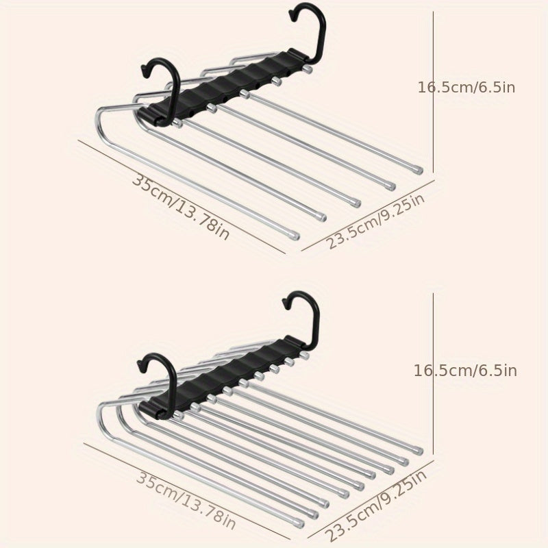 Stainless Steel Multi-Functional Trouser Hanger with Foldable Layers for Wardrobe Storage