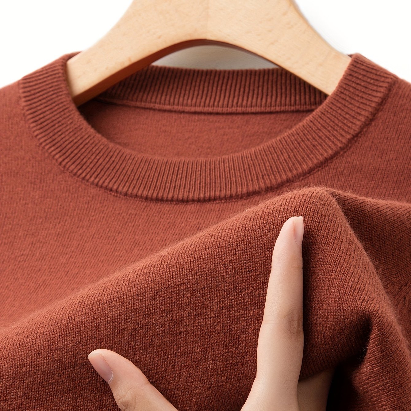 Men's Merino Wool Casual Sweater Long Sleeve Crew Neck Half Placket Solid Color