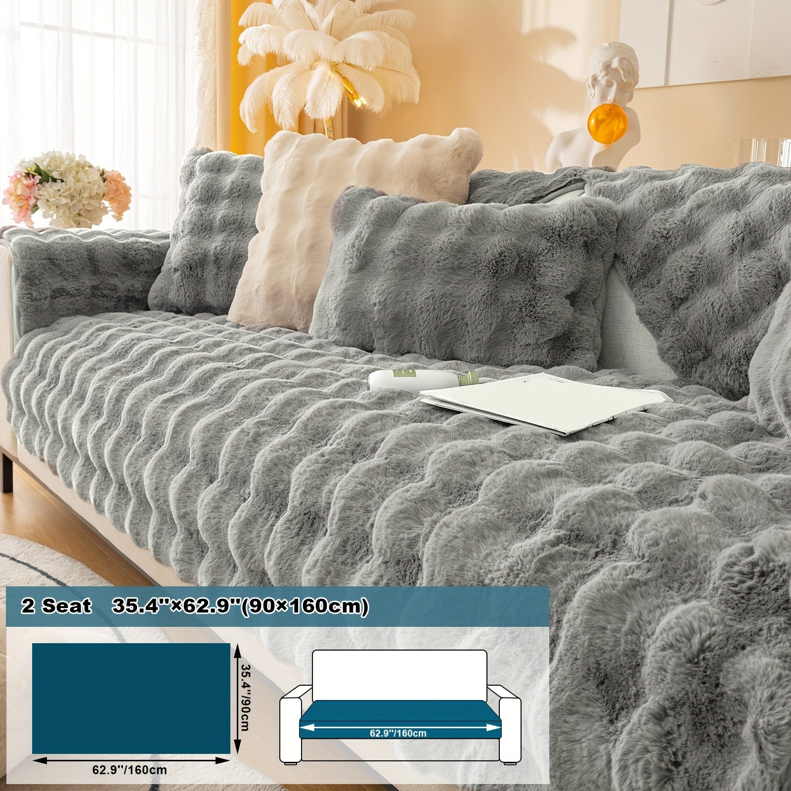 Имитация кролика плюшевая подушка-диван для домашних животных, дружелюбная к собакам с нескользящим чехлом для защиты мебели и декора в спальне, офисе или гостиной.