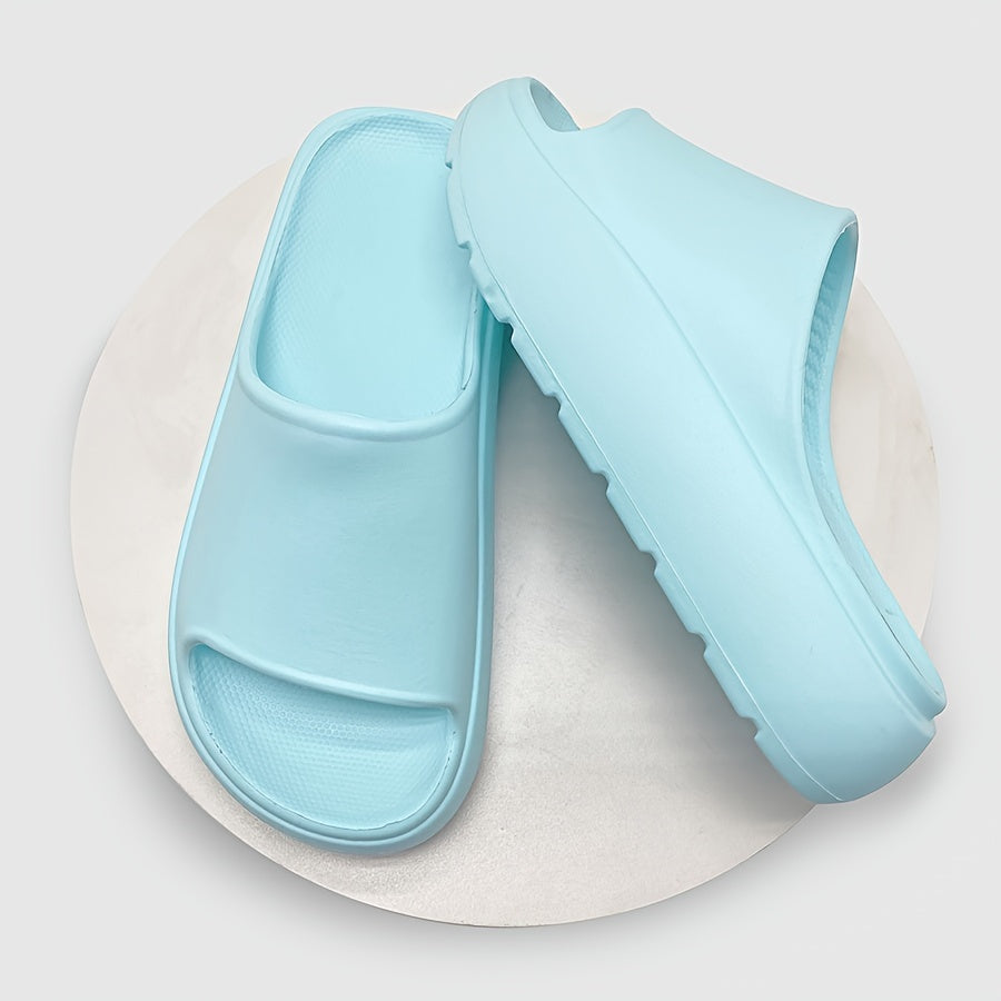 Women's Solid Color EVA Beach Slides with Wedge Platform and Soft Sole