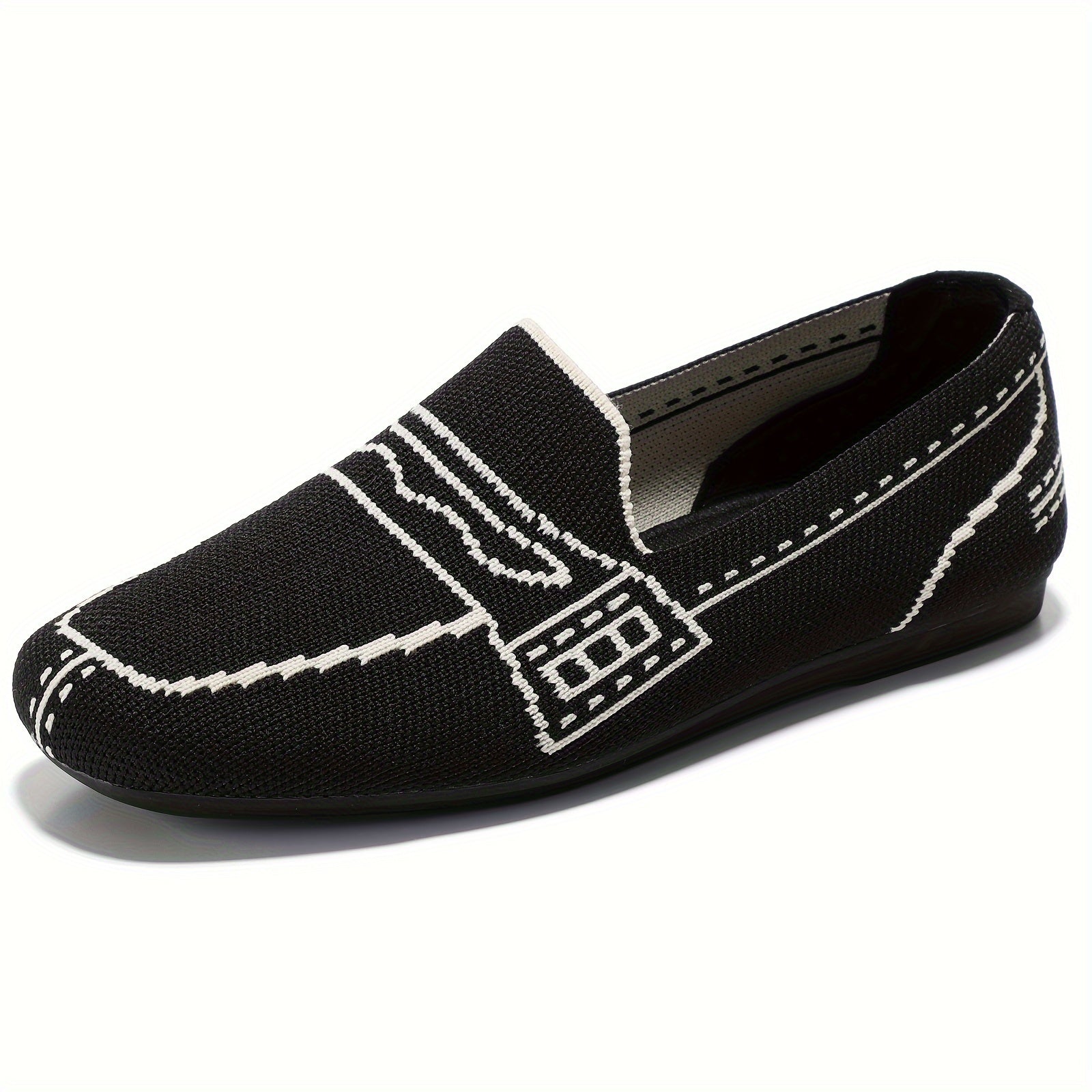 Women's Knit Slip-On Flats Gray Breathable Casual Shoes