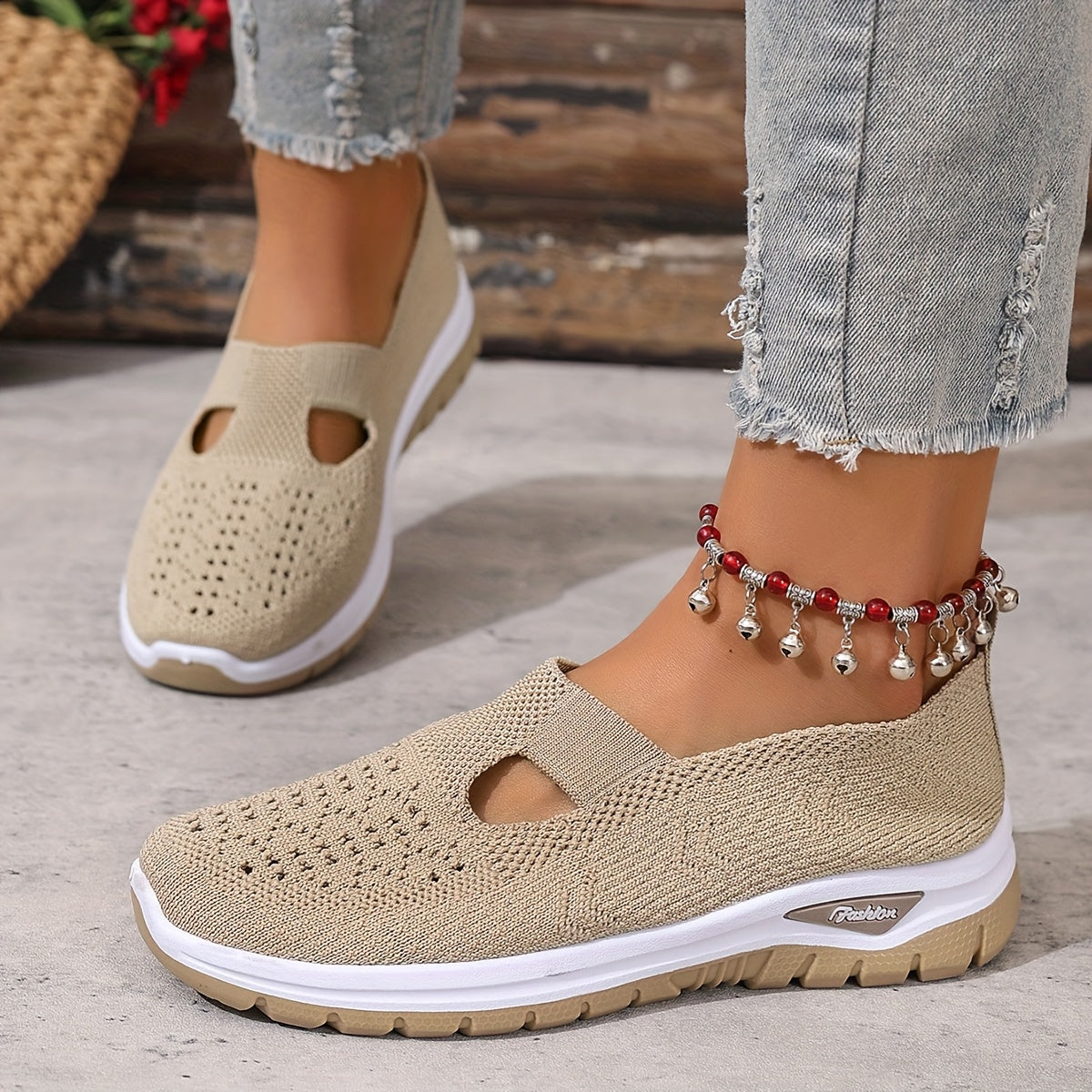 Women’s Casual Slip-On Sneakers Breathable Fabric Summer Beach Shoes