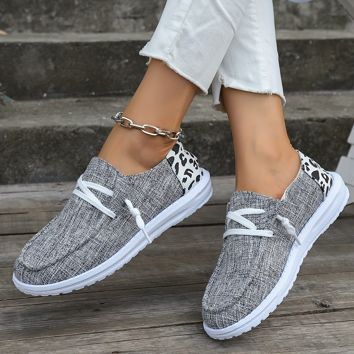 Women's Floral Canvas Sneakers Lightweight Slip-On Shoes with EVA Sole