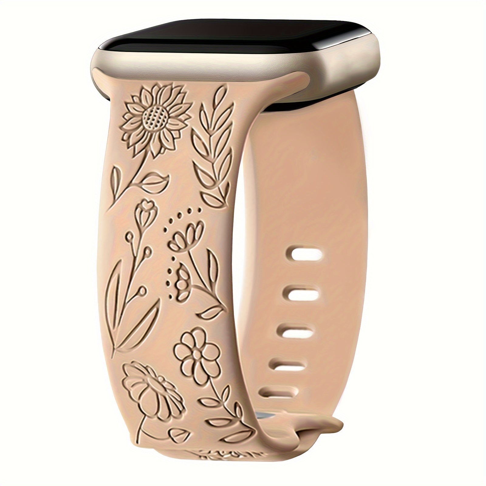 Women's Floral Silicone Apple Watch Band Compatible with Series 1-9 and Ultra