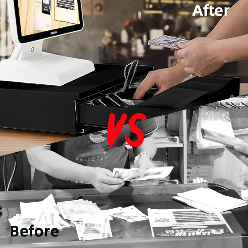 Caja registradora de acero con recubrimiento de zinc y impresora de billetes pequeños con conexión de efectivo