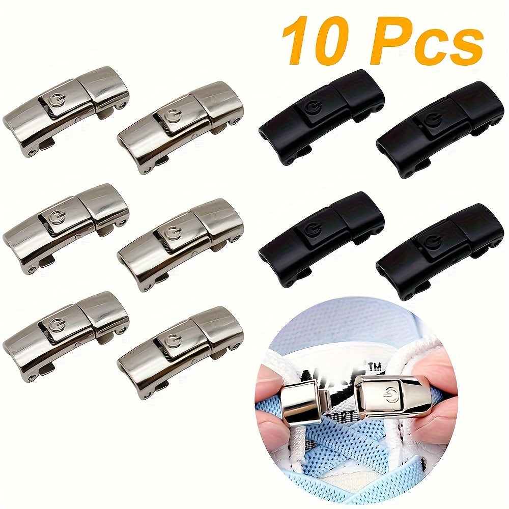 10pcs No-Tie Shoe Laces with Press-On Buckle Locks for Men Women Adjustable