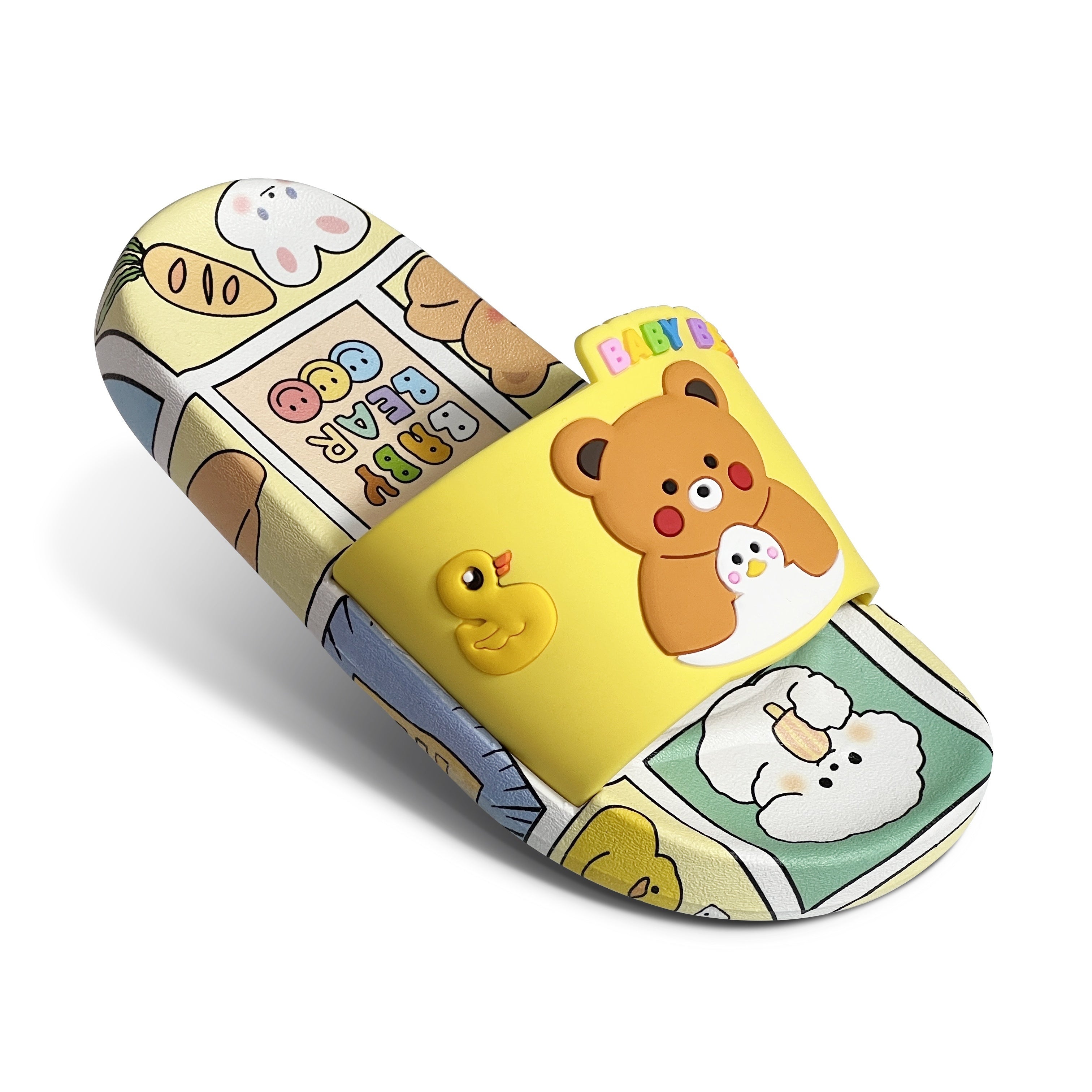 Kids' Cartoon Bear Slippers Non-Slip Open Toe Sandals for Boys and Girls Indoor Beach Bath