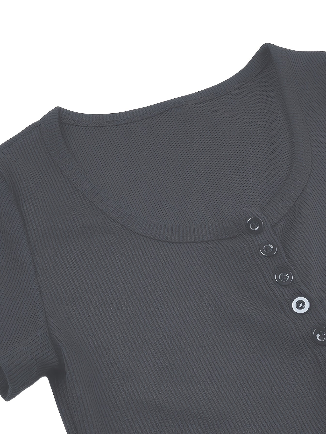 Camisetas deportivas casuales de talla grande para mujer con cuello en V y manga corta, top de color sólido