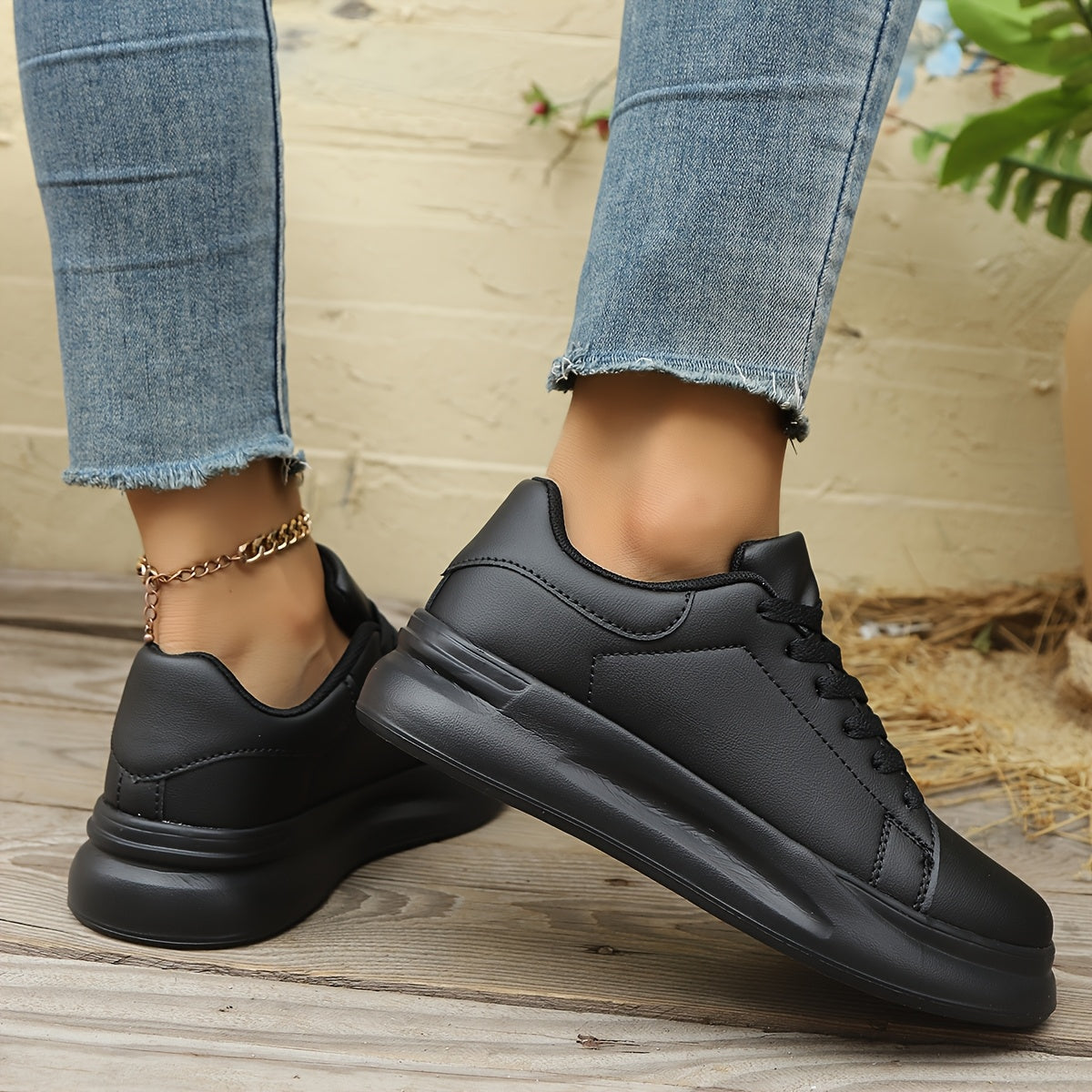 Unisex Walking Shoes Leather Sport Sneakers with Thick Sole and EVA Insole