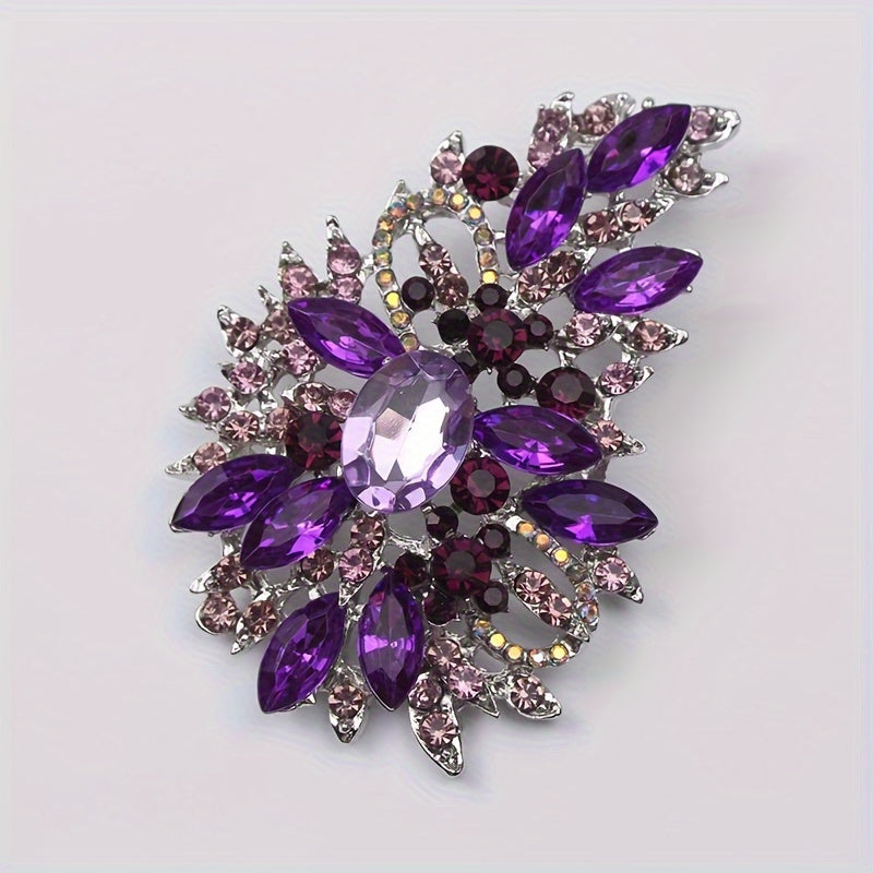 Vintage Rhinestone Brooch Pin with Irregular Flower Design