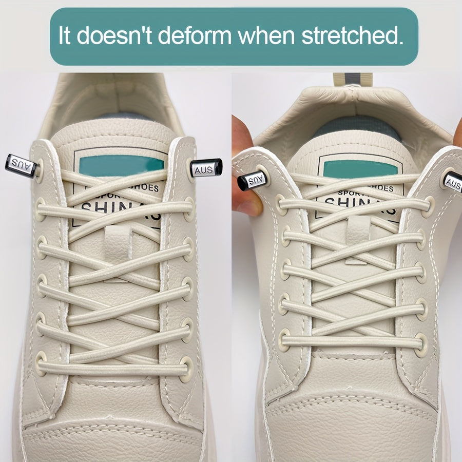 Unisex Elastic Flat Round Shoelaces Quick Lacing System for Sneakers
