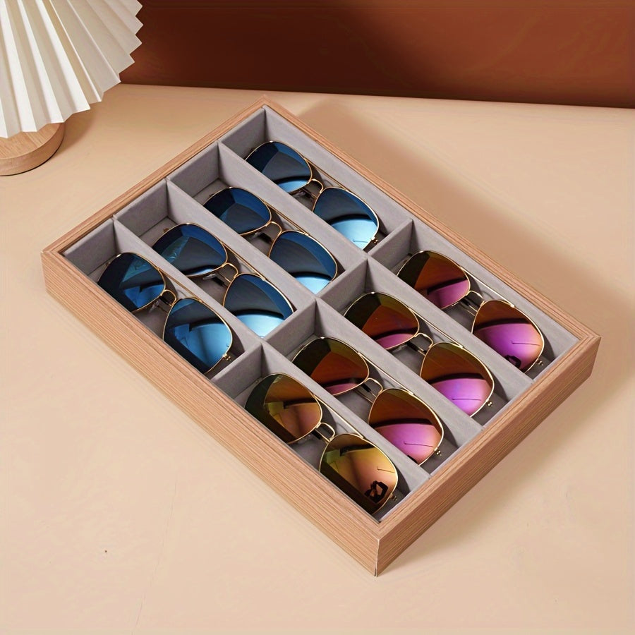 Wooden Grain Jewelry Organizer with 8 Slots for Watches and Accessories