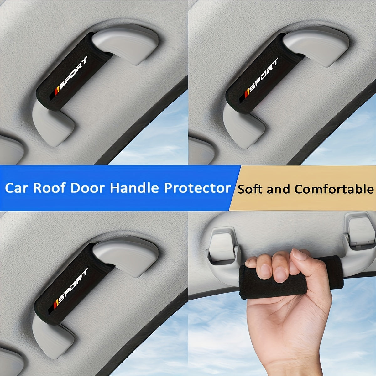 4Pcs Plush Car Interior Set Roof Door Handle Covers Armrest Protectors Polyester
