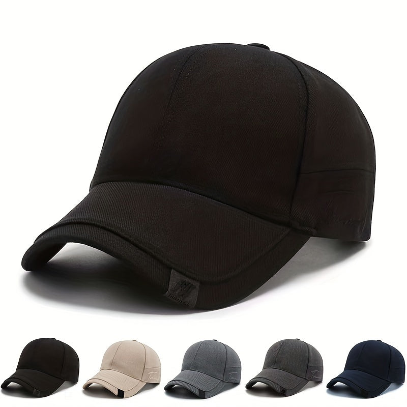 Men's Solid Color Baseball Cap Outdoor Sun Protection Casual Fitted Polyester