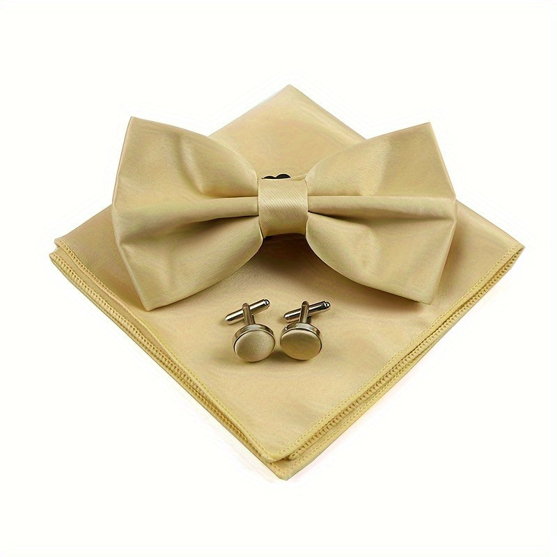 Мужской набор аксессуаров: квадратный шарф, бабочка, запонки, свадебный подарок