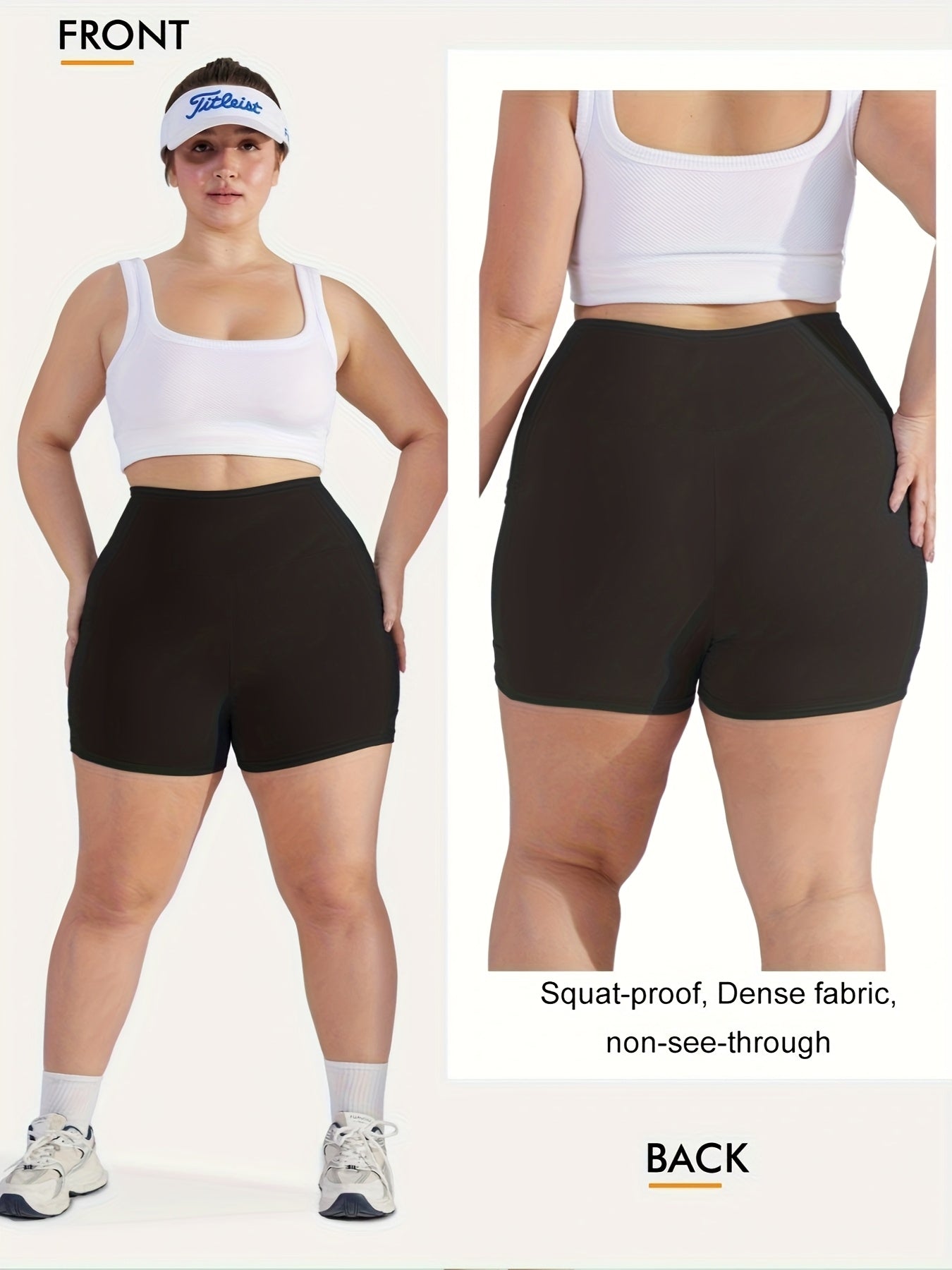 Plus o'lchamli yuqori bel shortlari ayollar uchun polyester elastan bir xil rangli elastik yozgi