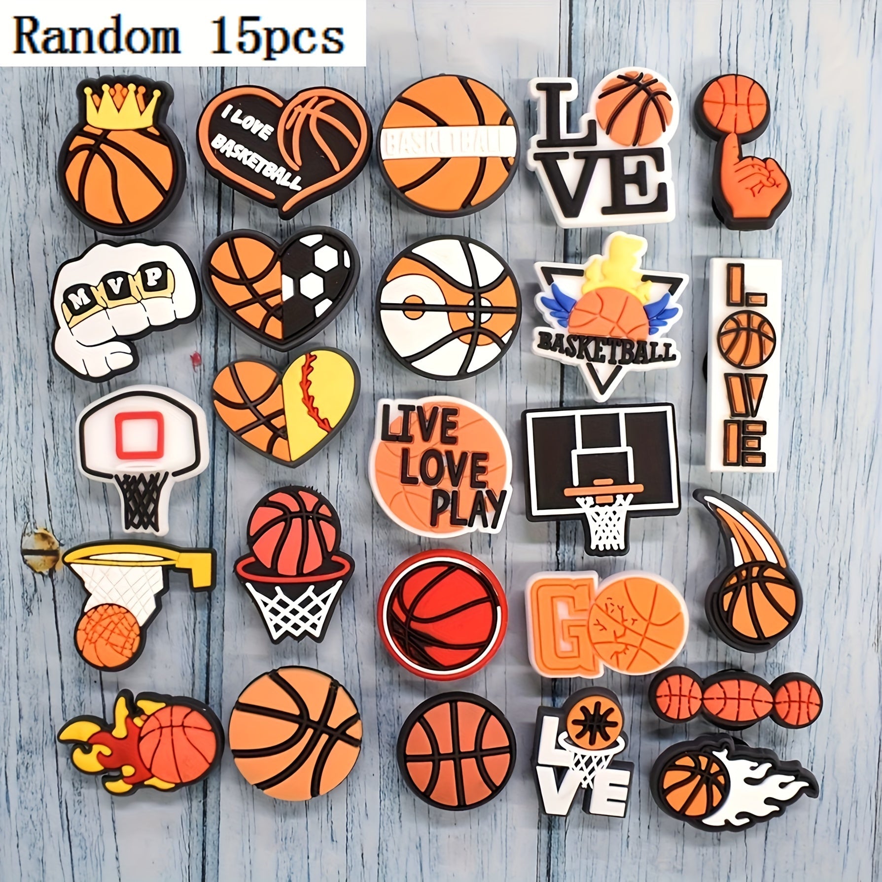 15 Pcs Basketball Shoe Charms Sports Shoe Decorations for Sneakers