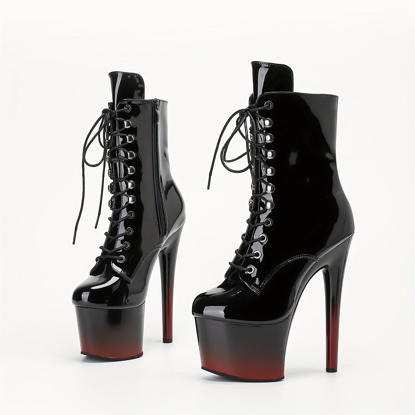 Women's Black Synthetic Platform Boots with 17cm Stiletto Heel for Party