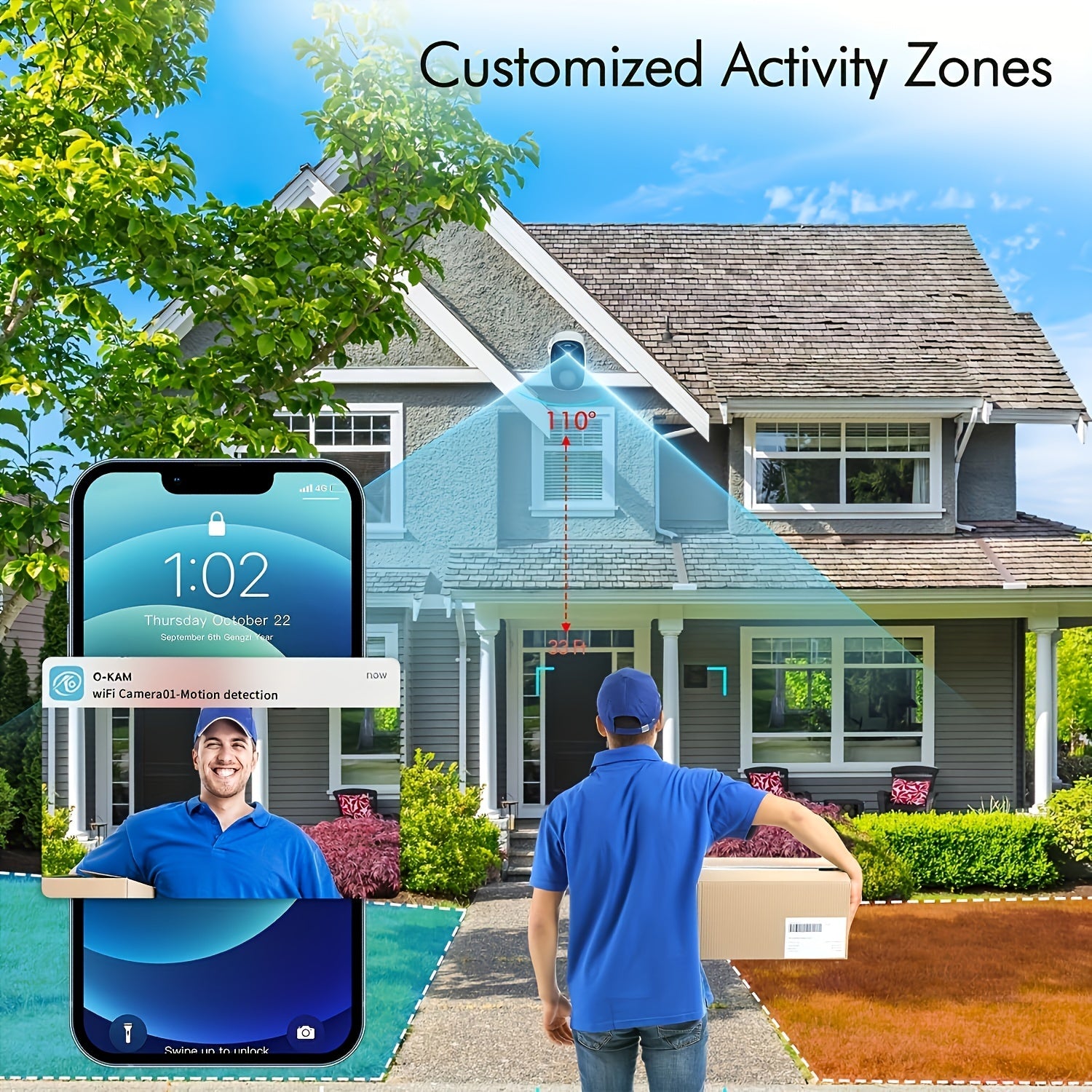 Беспроводная уличная камера видеонаблюдения 2K 3MP с прожектором, сиреной, двусторонним звуком, цветным ночным видением, AI-распознаванием