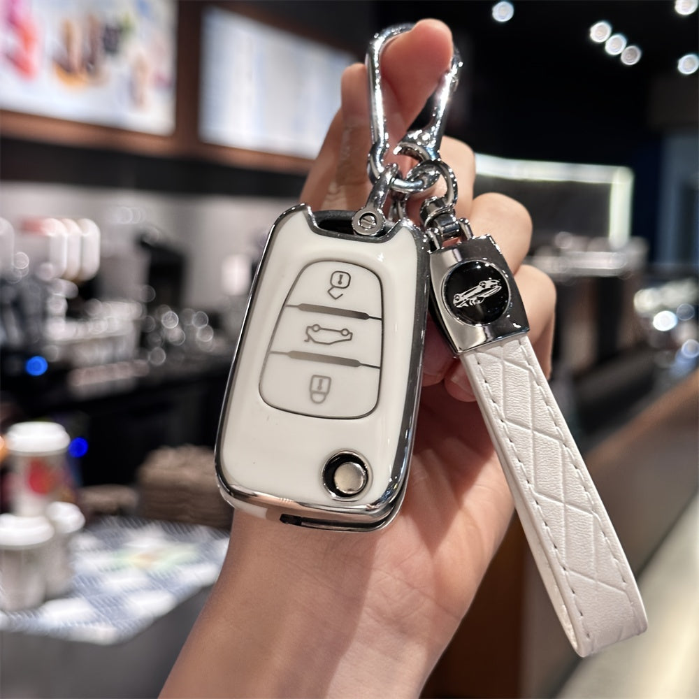 Car Key Shell Cover with Keychain TPU Remote Protector for Honda Kia Models