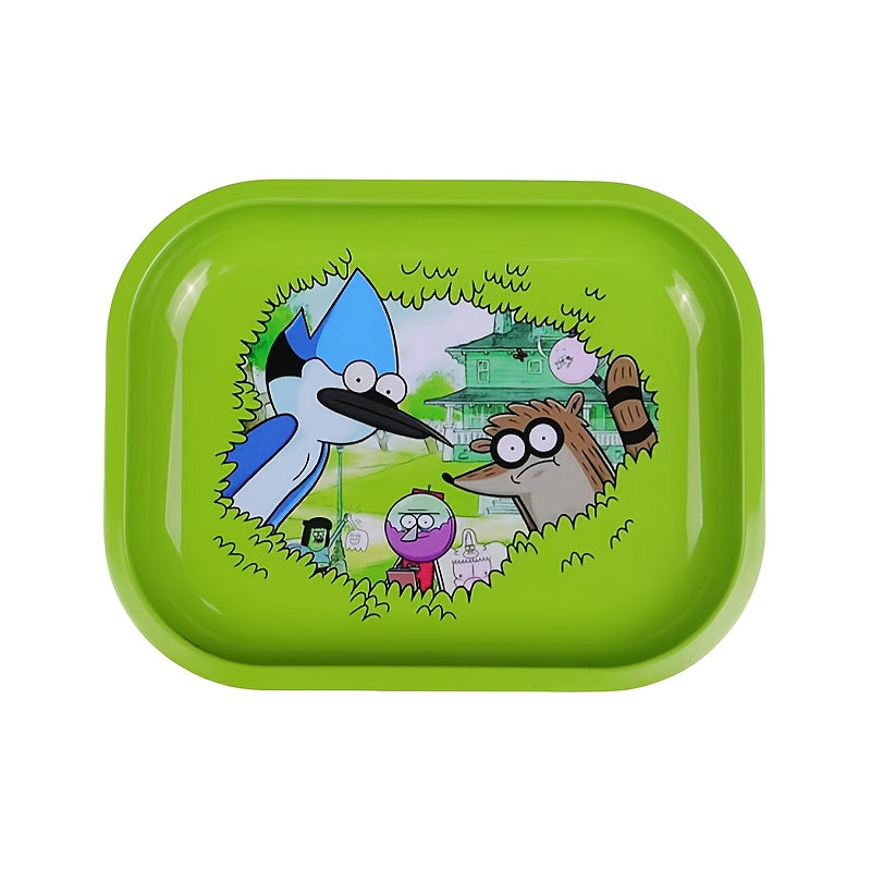 Unisex Metal Rolling Tray, Illustration Design, 19.05x13.97cm for Tobacco Accessories