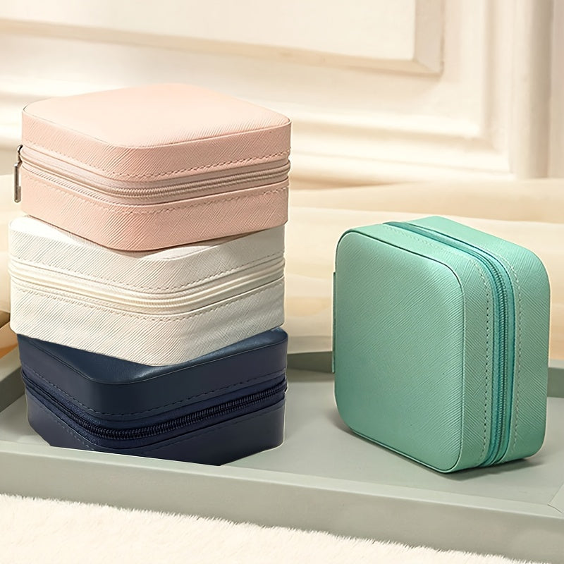 Caja de almacenamiento portátil para joyas para anillos, collares y pendientes, organizador de viaje