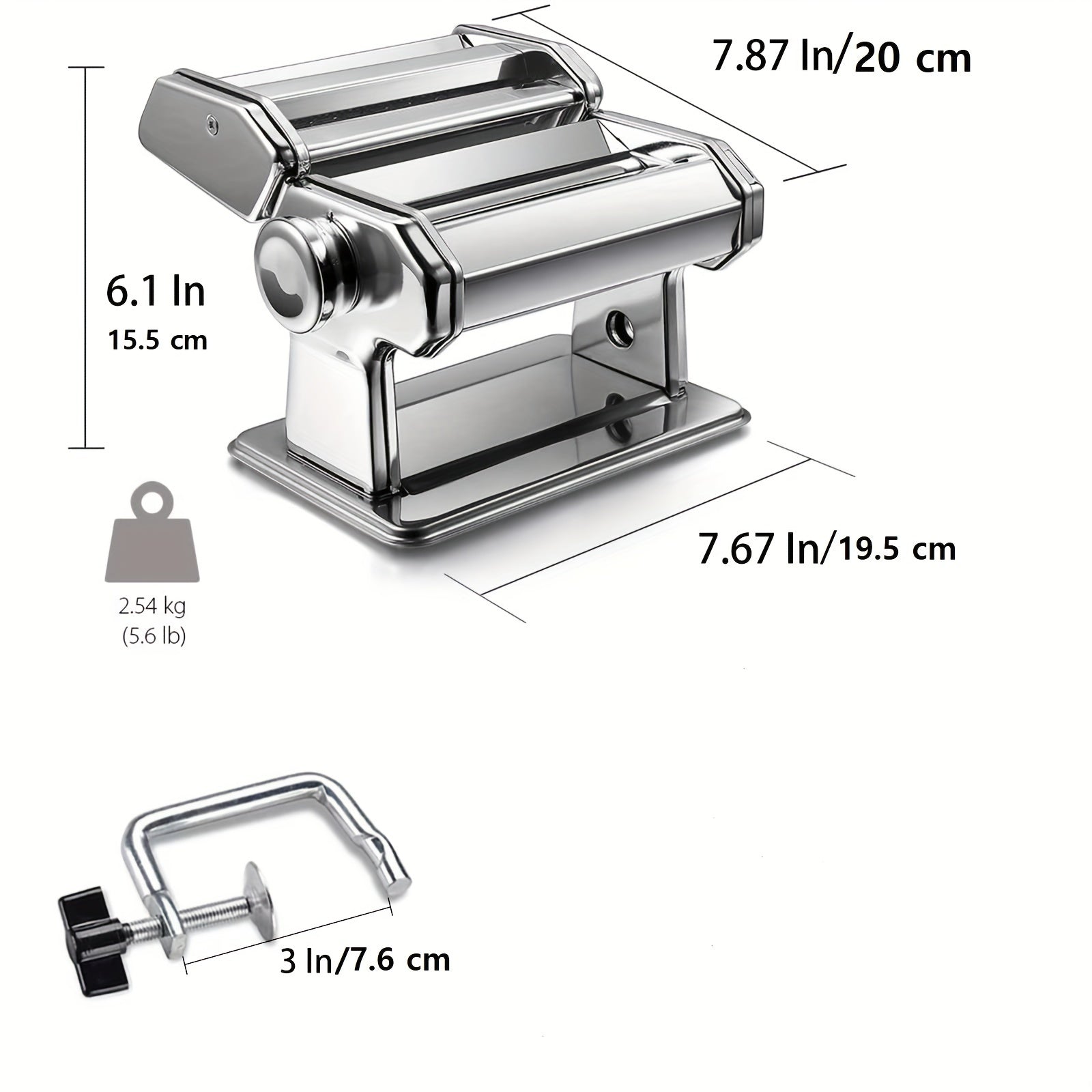 Manual Pasta Maker Machine with Adjustable Thickness and Washable Aluminum Roller