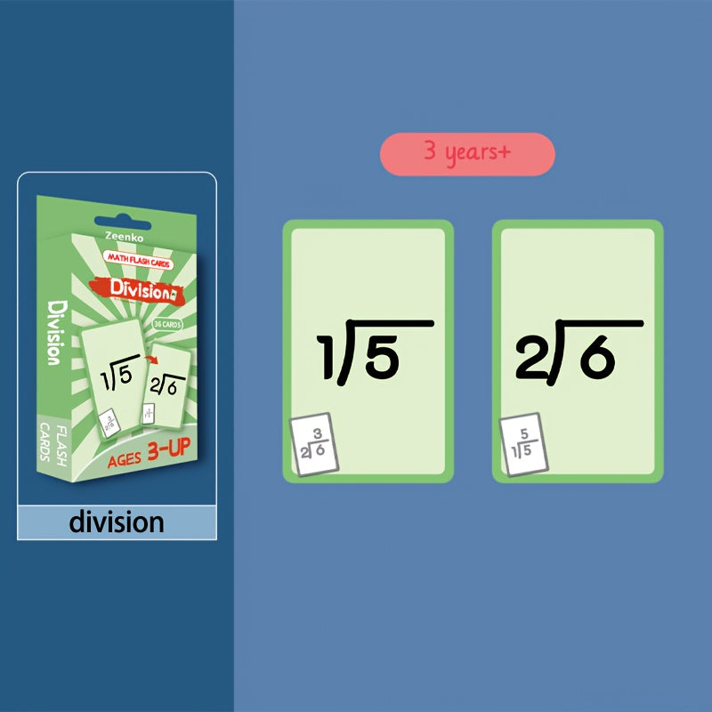 Conjunto de tarjetas educativas de matemáticas para niños de 2 años en adelante, con doble cara, suma, resta, multiplicación y división