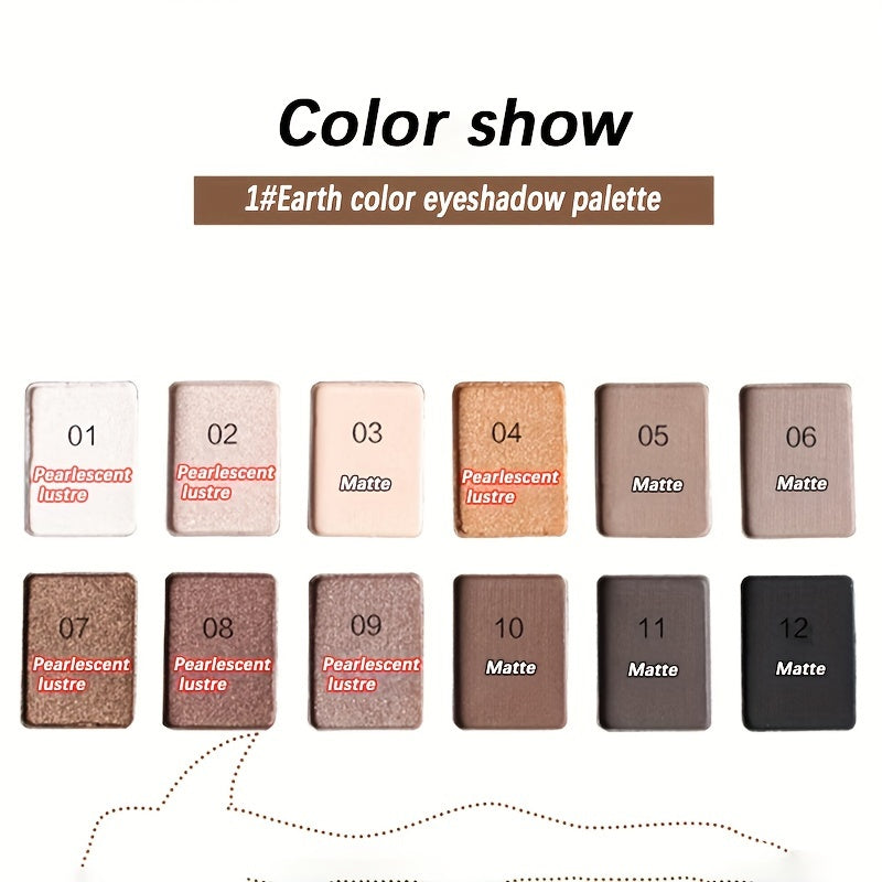 Women Smoky Eyeshadow Palette 12 Colors Matte Pearlescent Travel Gift