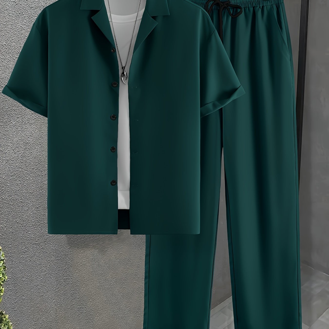 Men's Summer Outfit 2-Piece Loose Fit Shirt and Pants Casual Beach Holiday