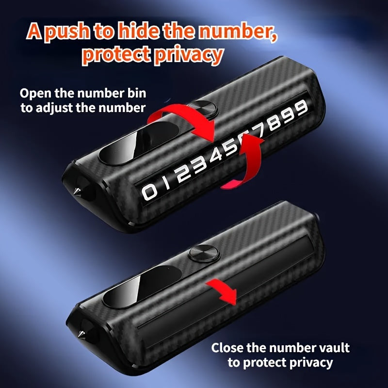 Durable ABS Car Dashboard Number Plate with Emergency Window Breaker and Adjustable Display