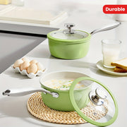 Cast Iron Soup Pot with Lid, Non-Stick, Green, Multi-Use Cookware