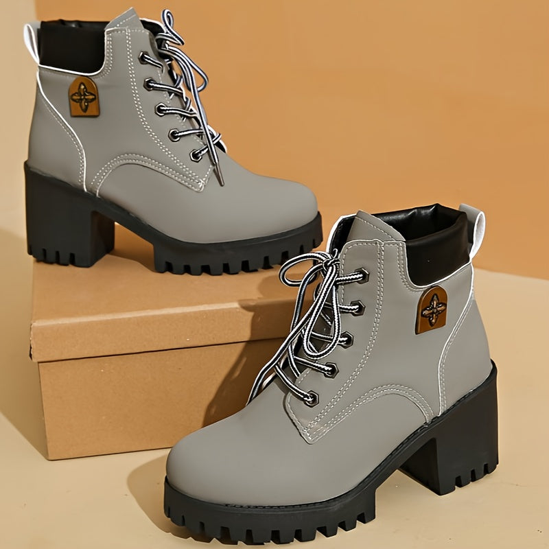 Women's Pink PU Synthetic Chunky Platform Ankle Boots for All Seasons