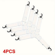 Set of 4 White Adjustable Bed Sheet Fasteners Non-slip Clamps for Sheets Quilts Curtains
