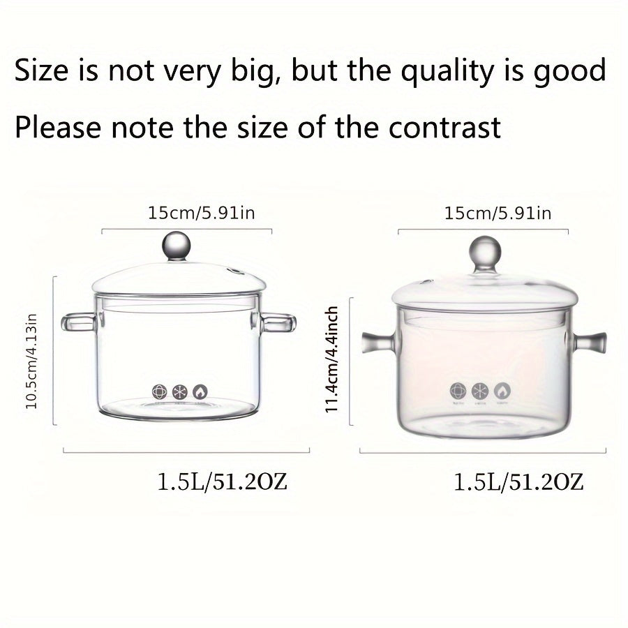 Large Capacity Glass Saucepan with Lid High-Temperature Resistant Versatile Cookware for Soups Stews Noodles Milk