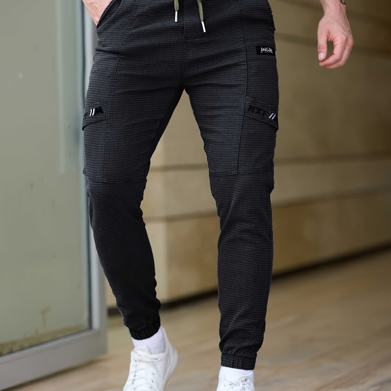 Men's Cotton Blend Jogger Pants with Drawstrings Loose Fit Harem Trousers Casual Fall Winter