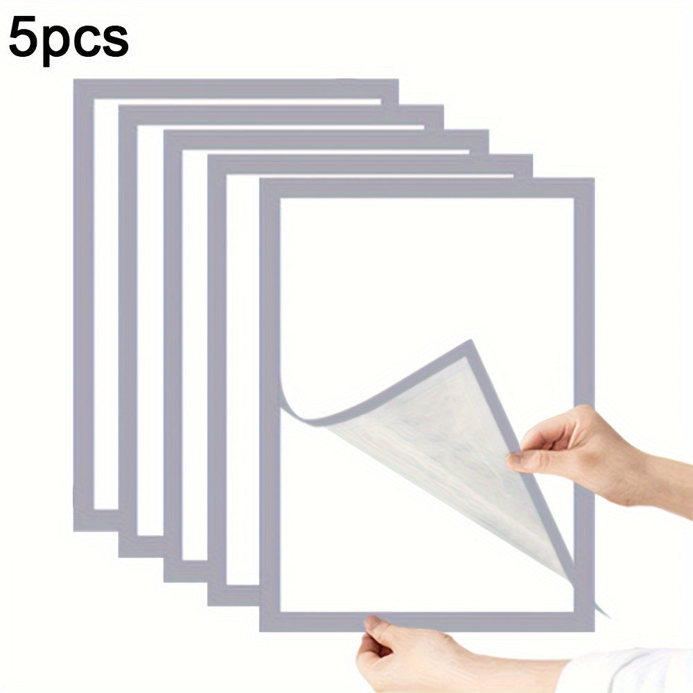 Set of 5 A4 Self-Adhesive Magnetic Photo Frames for Wall Display in Home Office Refrigerator