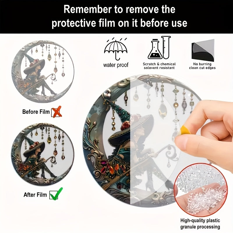 Witch Glass Window Decoration Acrylic Pendant Wall Art for Bedroom Living Room Kitchen Balcony