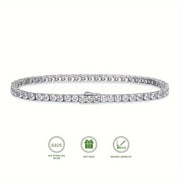 Unisex Synthetic Moissanite Tennis Wristband Boho Style Gold Plated Silver Hypoallergenic Jewelry