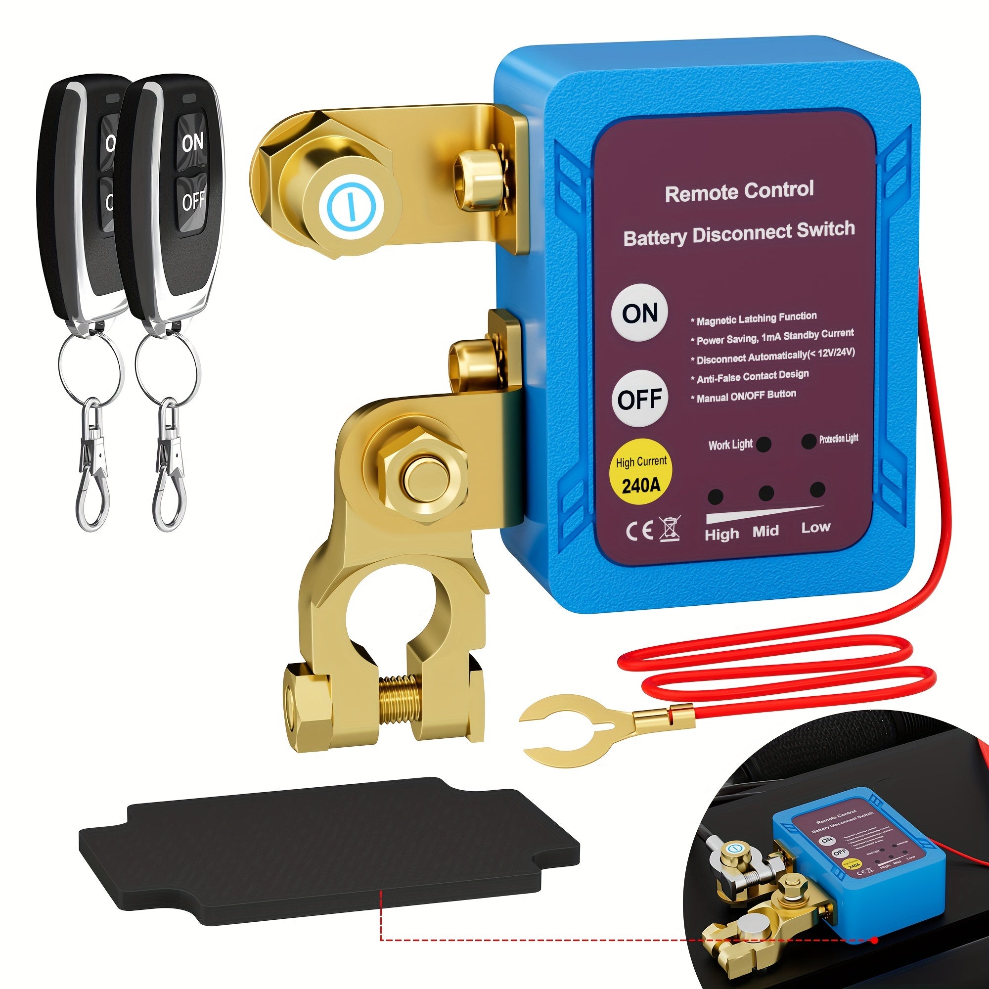 12V Remote Battery Disconnect Switch Car Truck Boat With Keys