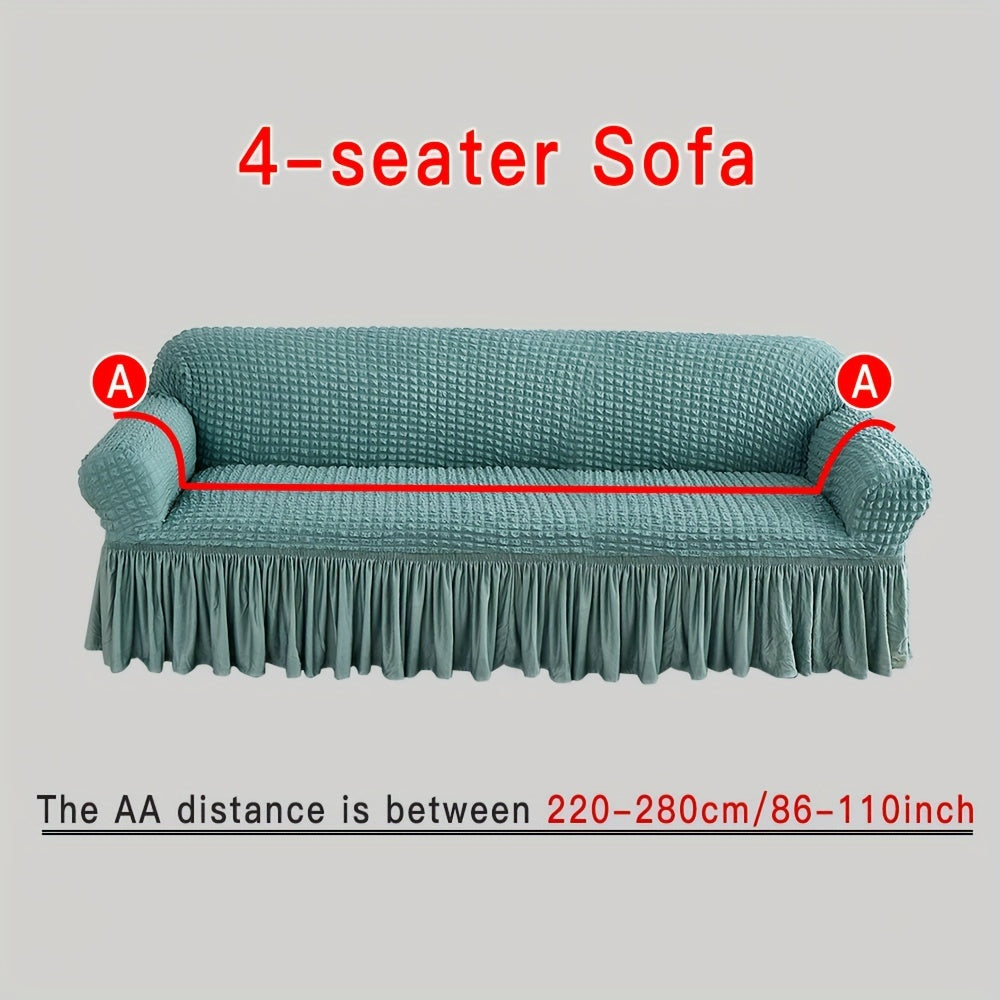 Beige Elastic Sofa Cover Fits All Sizes Machine Washable Living Room